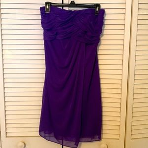 Purple David’s Bridal strapless gown
